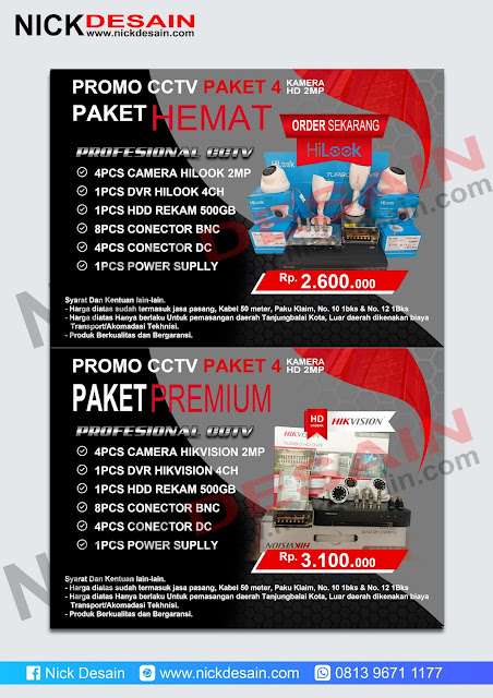 Contoh Desain Brosur CCTV warna merah dan Biru