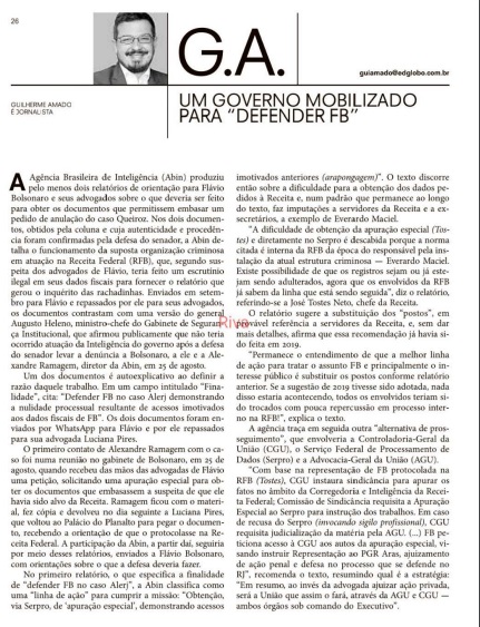 A denuncia de Guilherme Amado mostra que Ramagem não precisou mudar de gabinete para ajuda aos Bolsonaros.