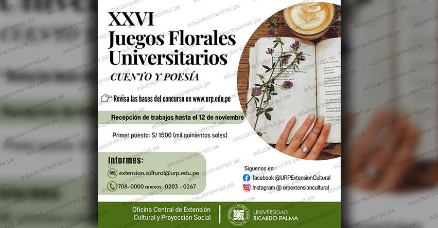 URP: Universidad Ricardo Palma convoca a los XXVI Juegos Florales Universitarios 2022
