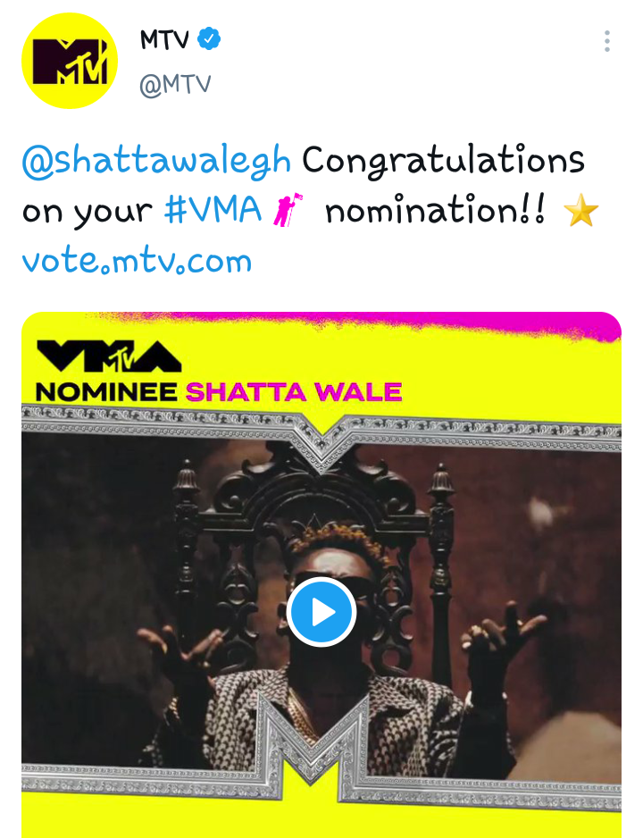 Screenshot of MTV-VMA Awards nominee