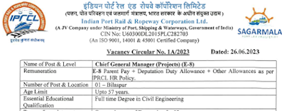 Civil Engineering Jobs in Indian Port Rail and Ropeway Corporation Limited
