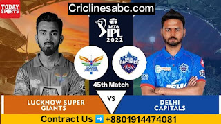 Delhi Capitals vs Lucknow Super Gaints 45th Match Prediction IPL 2022 - who will win today's?