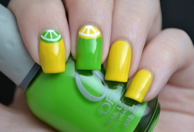 Lime and Lemon , Green and Yellow. Nice Nail art design!