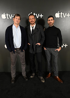 Bill Lawrence, Co-creator/Executive Producer, Jason Segel, Co-creator/Executive Producer, and Brett Goldstein, Co-creator/Executive Producer, from “Shrinking” at the Apple TV+ 2023 Winter TCA Tour at The Langham Huntington Pasadena.