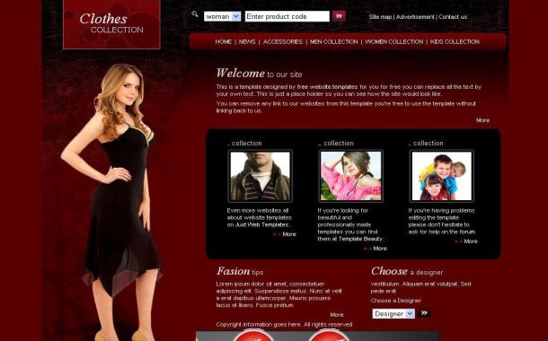 Free CSS Fashion Dark Red Black Website Template