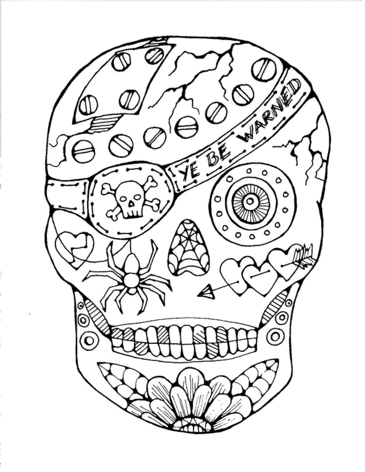 Sugar Skull Coloring Pages Free 8