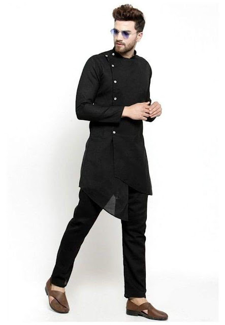 Black Kurta Pajama Design Style for Man's Fashion Images