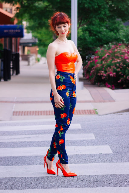 Orange PU Corset Top - Amy from FemmeLuxeFinery.co.uk