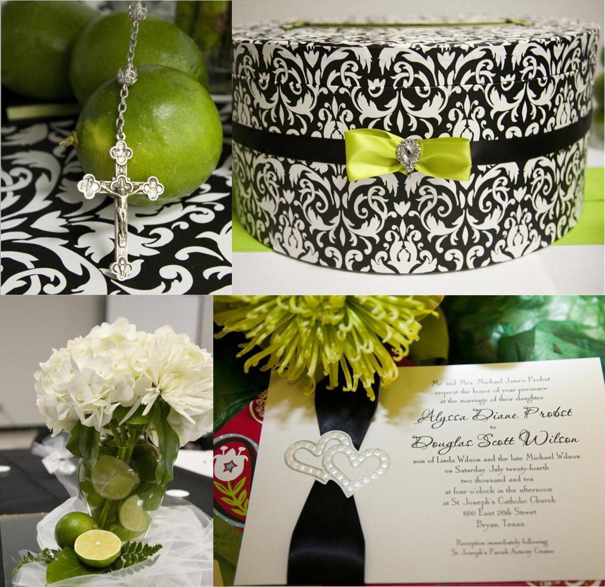 black and lime green wedding