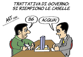 di maio, salvini, lega, m5s, governo, trattative, politica, vignetta, satira