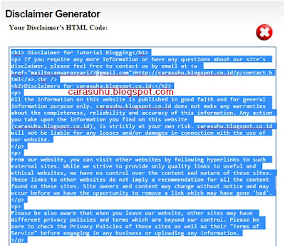 cara membuat disclaimer blog