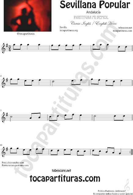  Sevillana Popular Partitura de Corno Francés en Mi bemol Sheet Music for English Horn Music Scores