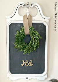 Vintage, Paint and more... boxwood wreath on a vintage mirror painted as a chalkboard