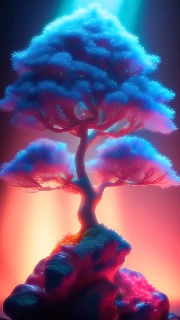 Bonsai Pink Tree iPhone Wallpaper