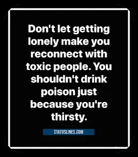 Dont let getting lonely make you reconnect with toxic people.you shouldn't drink poison just because you're thirsty.