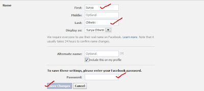 changing facebook name