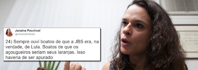 JANAINA PASCHOAL SUGERE QUE JBS É DE LULA E É EXECRADA NAS REDES