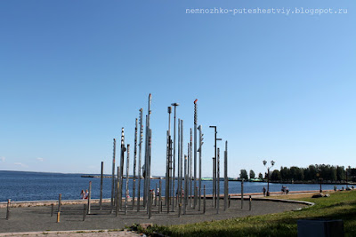 карелия, онежская набережная в петрозаводске, памятники на набережной петрозаводска, петрозаводск, россия, 