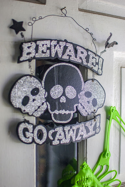Kmart Beware! Go Away! Skulls with Glitter