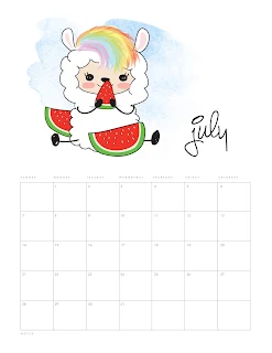 Llama Kawaii: Calendario 2019 para Imprimir Gratis.