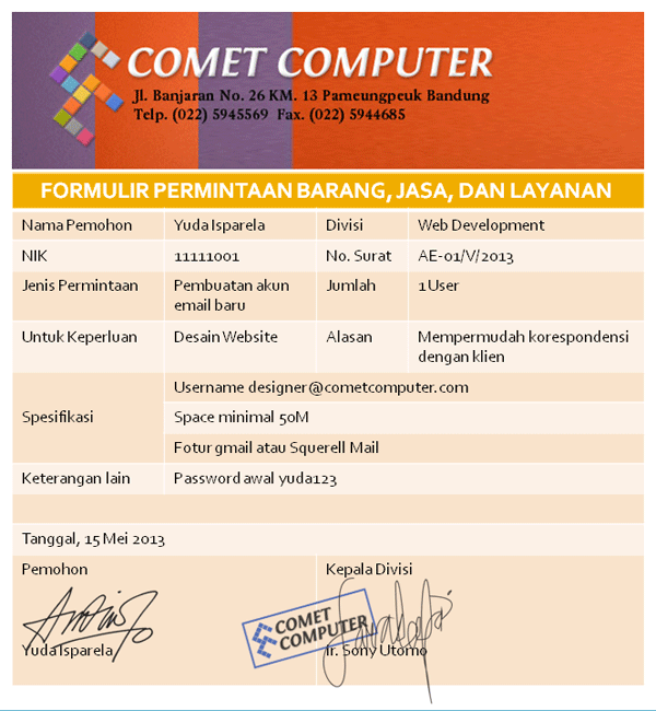 Surat Permintaan Akun Email