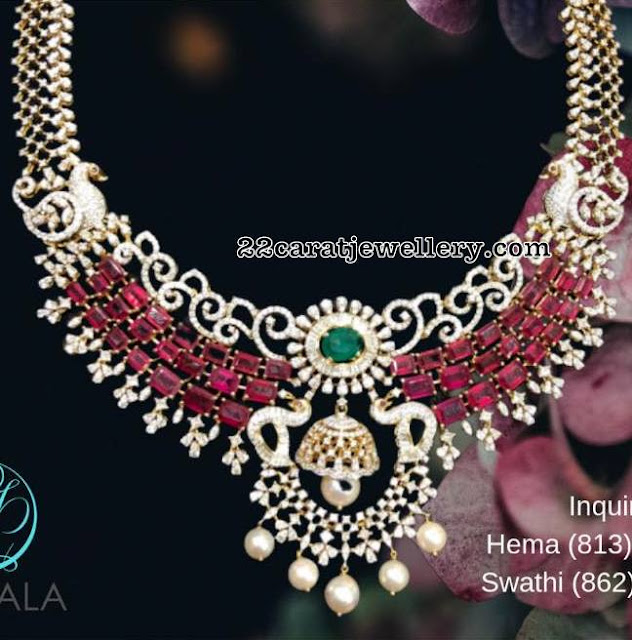 Diamond Peacock Sets by Pushkara Jewellers