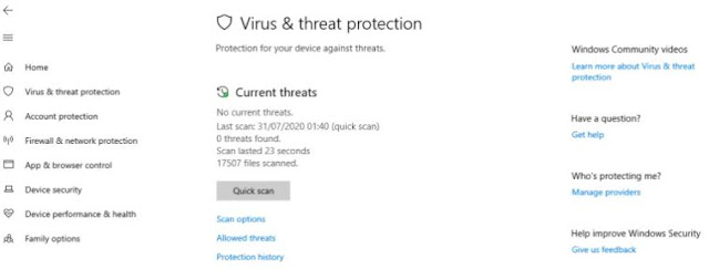 Cara Menyembunyikan Virus & Threat Protection Area Windows 10