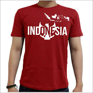 Kaos I Love Indonesia dengan peta warna merah cabe