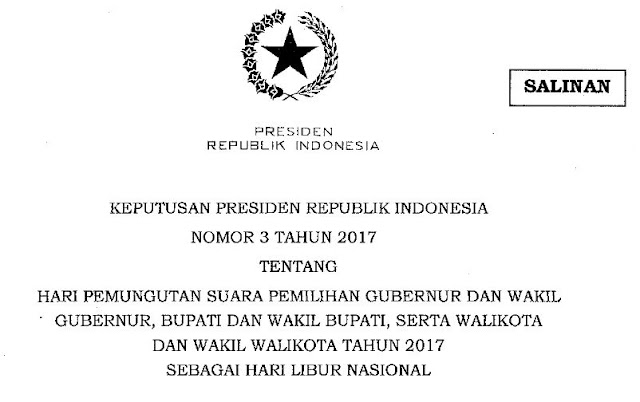 Surat Edaran Hari Libur Nasional 15 Februari 2017