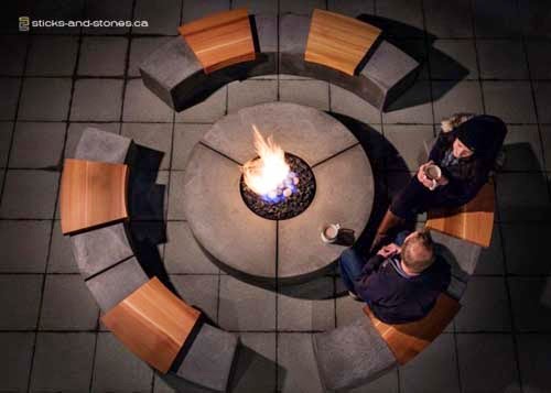 Outdoor furniture unique fireplace from Sticks+Stones