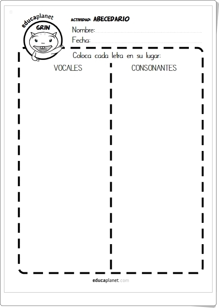 Vocales, consonantes, mayúsculas y minúsculas (Fichas de recortables)