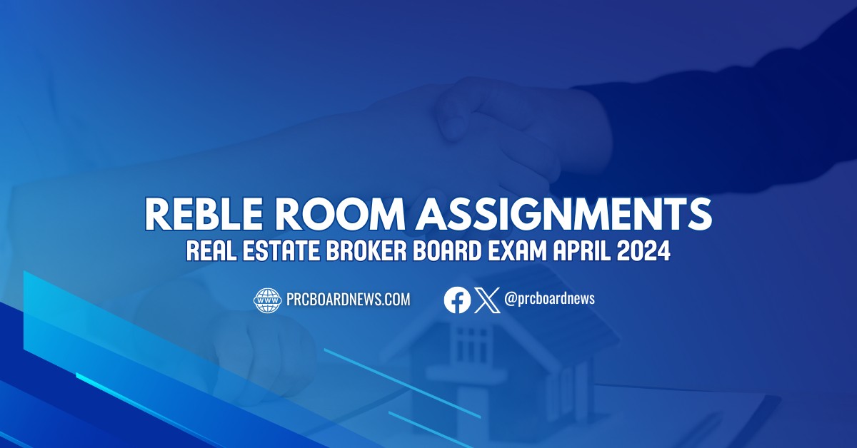 Room Assignments: April 2024 Real Estate Broker board exam