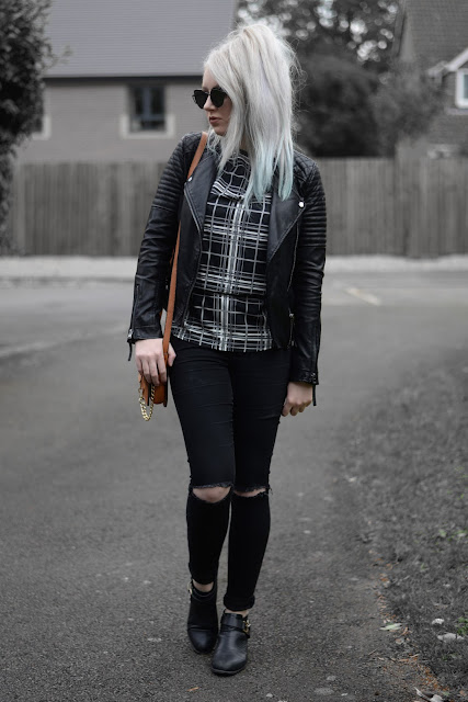 Sammi Jackson - Topshop Biker Jacket, Joni Jeans, Bernie Boots + Zaful Sunglasses, Satchel Bag