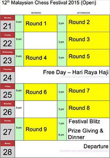 Brand New Open Schedule For Malaysian Chess Festival 2016