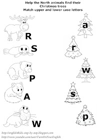 north animals christmas matching worksheet