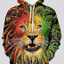 LW Men Lion Print Oversized Hoodie