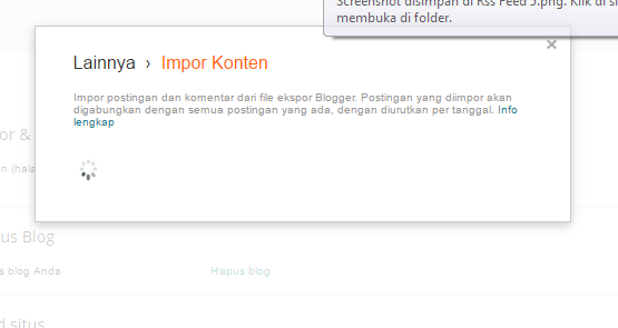 Proses import sedang berlangsung
