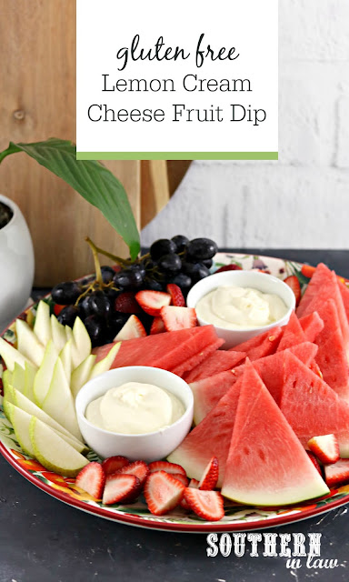 Easy Lemon Cream Cheese Fruit Dip for Fruit Platters - Healthy, gluten free, powdered sugar, greek yogurt and lemon zest
