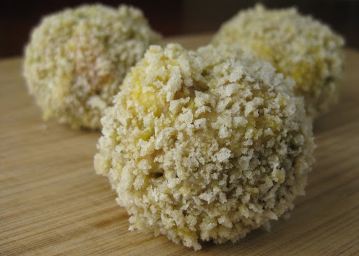 Thanksgiving Stuffing Croquettes with a Gravy Center