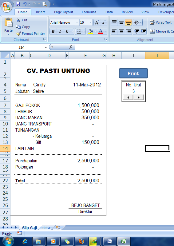 Catatan ngalor-ngidul: Mail Merge di Microsoft Excel