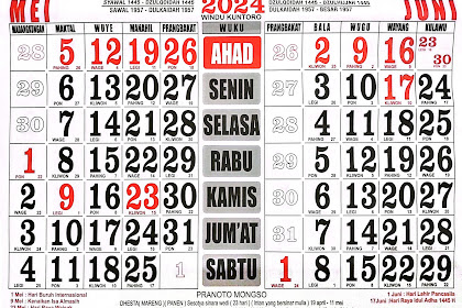 Kalender Mei 2024 lengkap dengan tanggal merah dan keterangannya