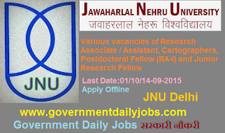 JNU Delhi Recruitment 2015 RA & JRF Vacancy