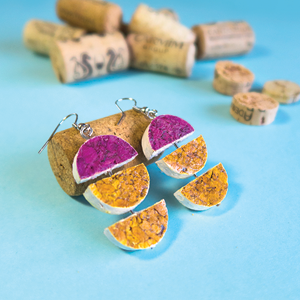 Wine Cork Geometric Earrings