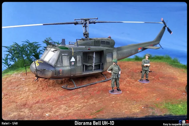 Diorama guerre du Vietnam pour une maquette du Bell UH-1D.