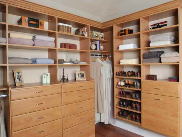 corner closet organizer with drawer design