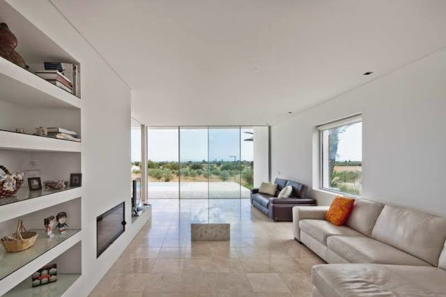 white living room Modern House with Pool in Tavira