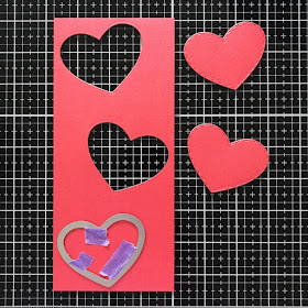 Heart cutouts for Slimline card by June Guest Designer Amy Tollner | Darling Hearts Die Set by Newton's Nook Designs #newtonsnook #handmade