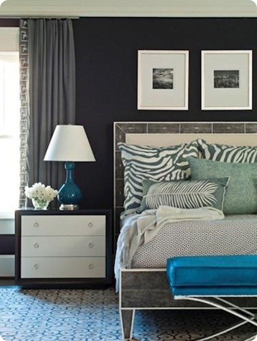 dark walls with aqua and blue