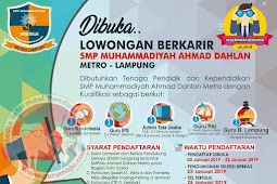 Lowongan Kerja Guru dan Staff SMP Muhammadiyah Ahmad Dahlan Metro Tahun 2019