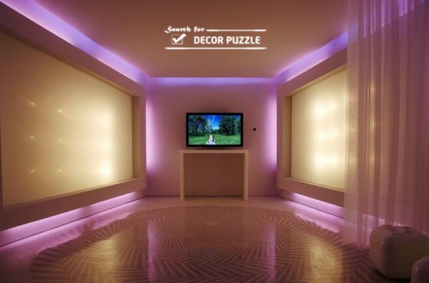 Installation RGB led strip lights, LED decorative ceiling lights